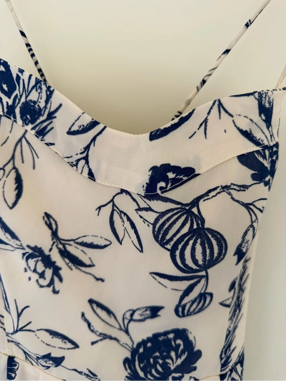 Abercrombie & Fitch Cream Maxi Slip Dress with Navy Floral Print